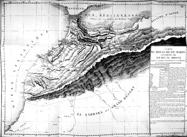 Un mapa de Voyages d’Ali Bey en Afrique et en Asie por Domingo Badía, más conocido como Ali Bey